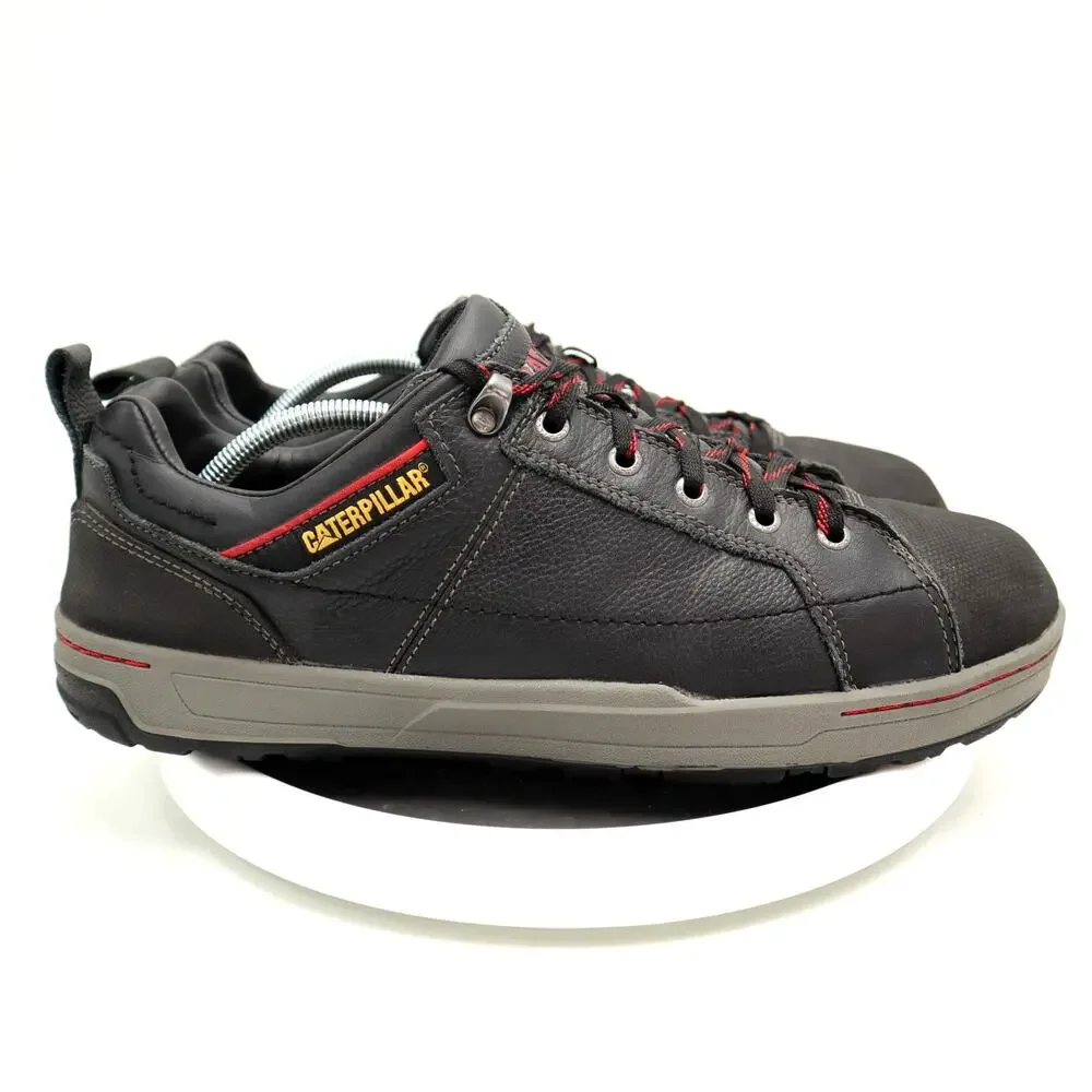 Caterpillar Steel Toe Mens Size 12 Shoes Brode Working Black Leather Low Top